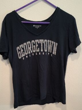 Champion Black Georgetown University Scoop Neck Tee Shirt XL